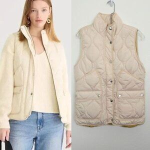 J. Crew Quilted Excursion Sleeveless Puffer Jacket Ivory White Size Small NEW